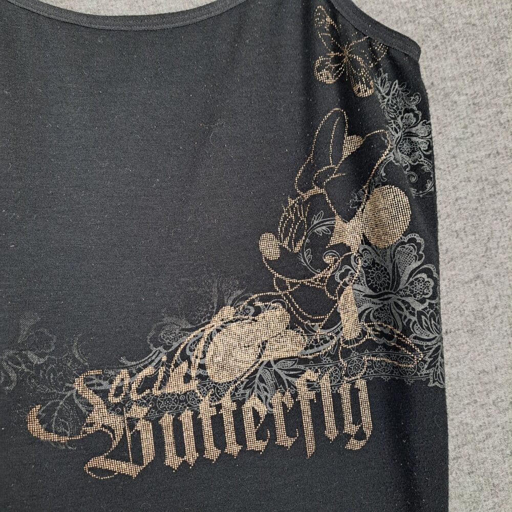 Delta Tank Top Black Minnie Mouse‎ Gold Sparkle Social Butterfly Stretch Shirt S - Picture 4 of 10